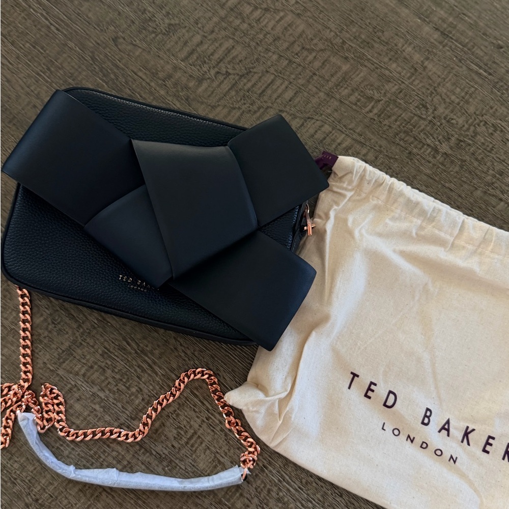 Ted Baker Black leather Crossbody with Rose Gold Chain